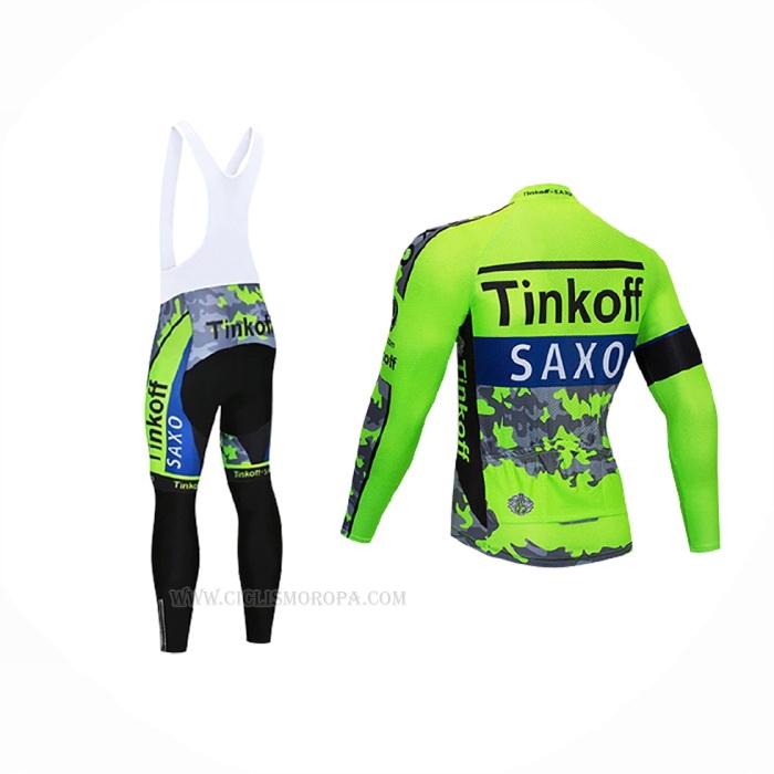 2020 Ropa Ciclismo Tinkoff Saxo Bank Verde Camo Mangas Largas y Culotte Lunga